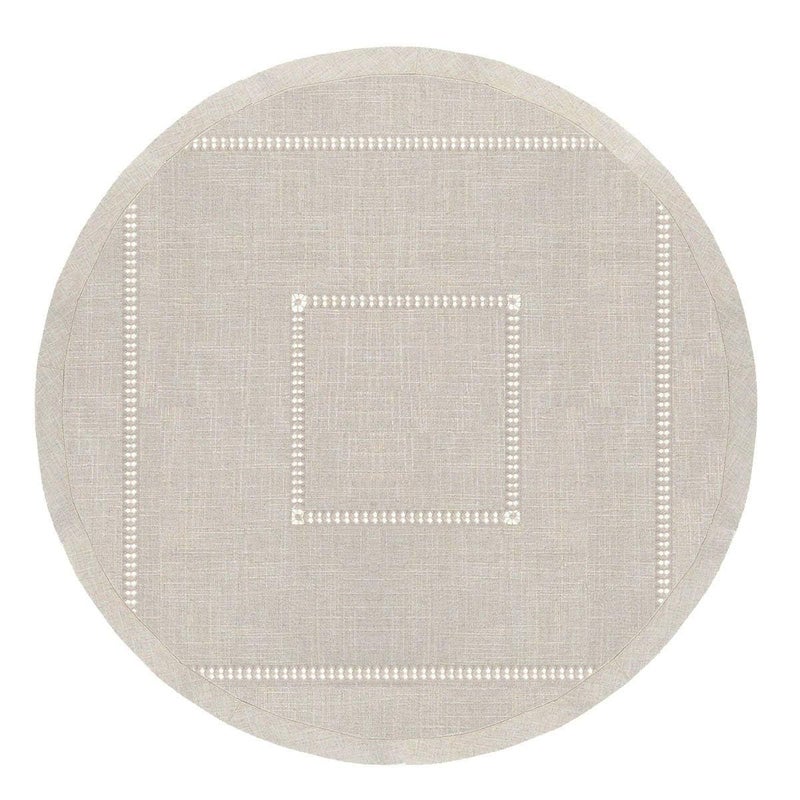 Grelucgo Handmade Double Hemstitch Natural Tablecloth, Round 60 Inch - Image 2